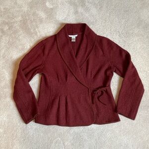 TSD TwoStarDog boiled wool pleated shawl collar tie jacket S